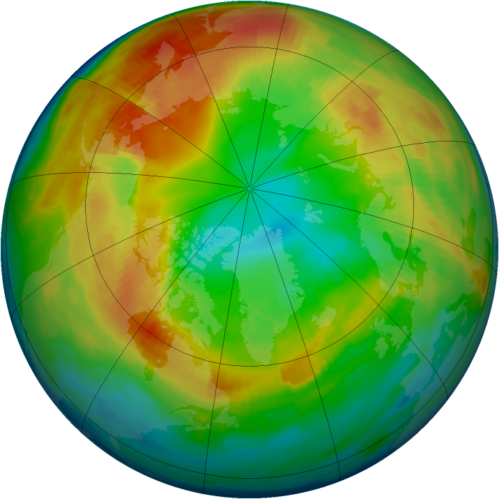 Arctic ozone map for 20 February 1997